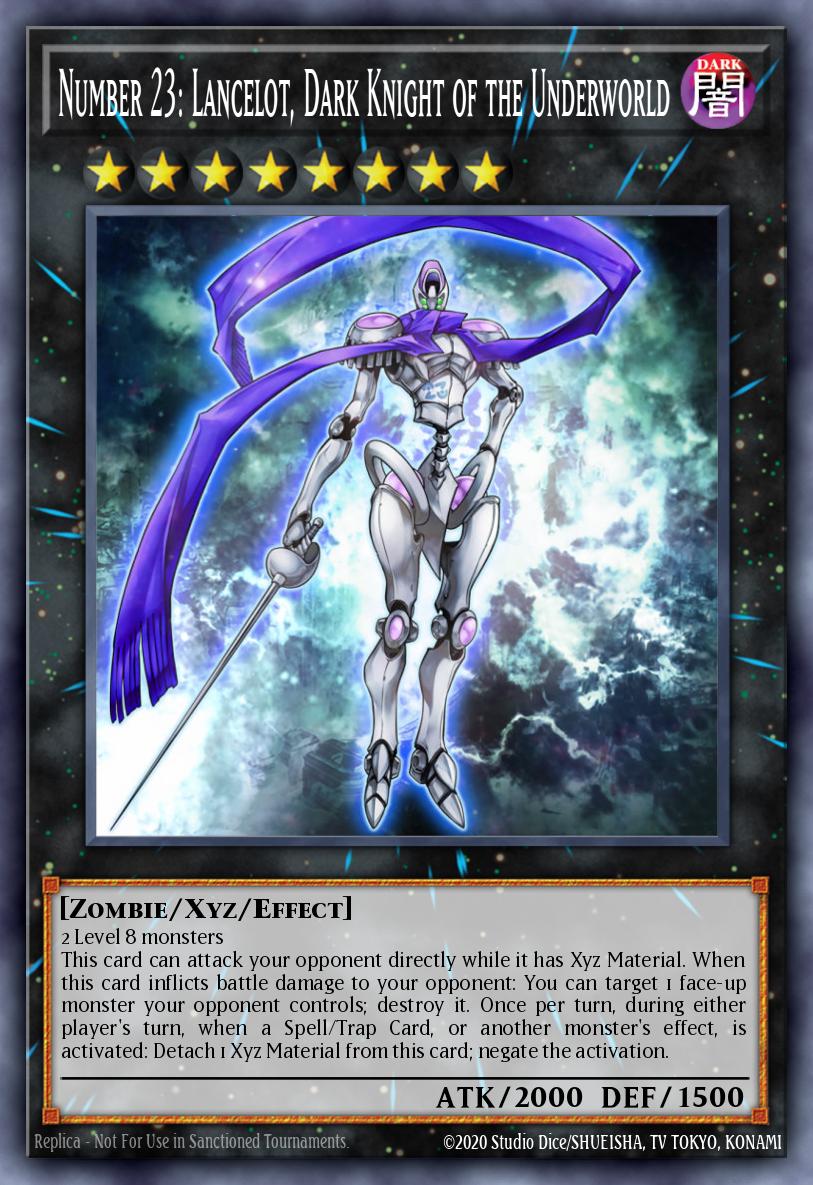 Number 23: Lancelot, Dark Knight of the Underworld YZ07-EN001 Yu-Gi-Oh! ZEXAL Volume 7 promotional card Yu-Gi-Oh! card